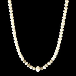 ON# Adjustable 18” - 23” Pearl Necklace with Silver clasp